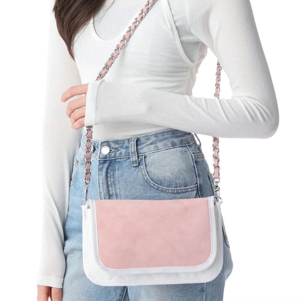 Pink and White Chain Shoulder Bag - 2 Straps BRAND NEW
